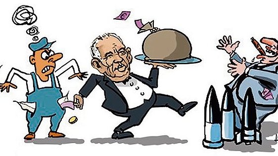 Illustration - Saignée pour les classes populaires, jackpot pour les marchandsd’armes